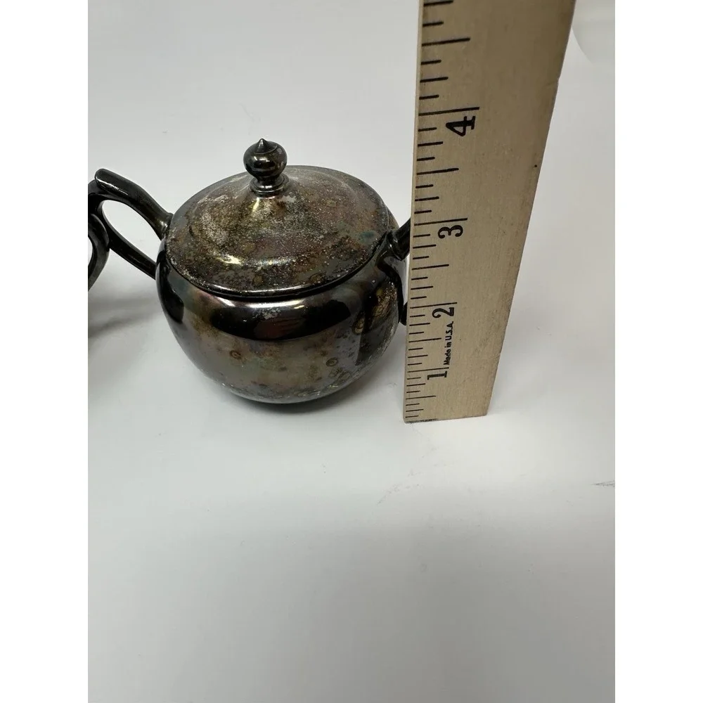 F.B. Rogers Silver Co. 1883 Silver on Copper Sugar Bowl and Creamer Set